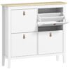 HOMCOM Modern Four-Drawer Shoe Cabinet - White