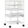 PawHut Bird Cage with Rolling Stand, Acrylic Viewing Panels, Storage Shelf, for Budgie, Parakeet, 48 x 46 x 83 cm