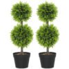HOMCOM Set of 2 Decorative Artificial Trees, Topiary Ball-shaped Boxwood Trees in Pot, Fake Plants for Home Indoor outdoor Decor, 60cm, 2 Tree Balls