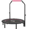 HOMCOM 45" Foldable Mini Fitness Trampoline, with Adjustable Foam Handle, Pink