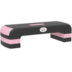 HOMCOM Aerobic Step with 3-Level Adjustable Heights for Home, Office Exercise, Black and Pink