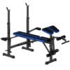 HOMCOM Adjustable Weight Bench with Leg Extension, Barbell Rack, Preacher Curl Pad, Butterfly, Multi-Function Home Gym Bench for Strength Training, Blue