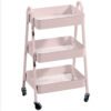 HOMCOM Three-Tier Storage Trolley - Pink