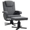HOMCOM Swivel Recliner Chair with Footstool - Charcoal Grey Velvet