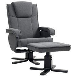 HOMCOM Swivel Recliner Chair with Footstool - Charcoal Grey Velvet