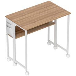 HOMCOM 80 cm Drop Leaf Writing Work Desk - Natural Wood Finish