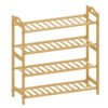 HOMCOM Freestanding Bamboo Shoe Rack, 4-Tier Shoe Shelf Stand for Hallway, Living Room, Bedroom, Natural Wood Finish