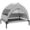 PawHut Portable Elevated Dog Bed with Removable Canopy, Cooling Raised Pet Cot for Small Medium Dogs, 76 x 61 x 60 cm