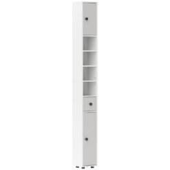 kleankin 180cm Slim Bathroom Cabinet, with Drawer, Shelves and Cupboards - Light Grey