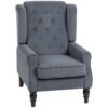 HOMCOM Wingback Accent Chair, Retro Upholstered Button Tufted Occasional Chair for Living Room and Bedroom, Grey
