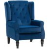 HOMCOM Wingback Accent Chair, Retro Upholstered Button Tufted Occasional Chair for Living Room and Bedroom, Blue
