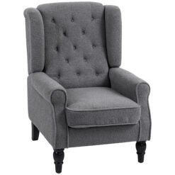 HOMCOM Teddy Fleece Retro Wingback Chair - Grey
