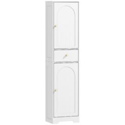 HOMCOM Tall Bathroom Cabinet with Arched Doors - White