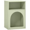 HOMCOM Bedside Table with 2 Open Compartments - Light Green