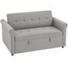 HOMCOM Two-Seater Velvet-Feel Sofa Bed - Grey