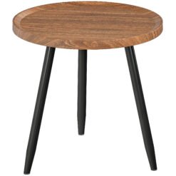 HOMCOM Modern Round Coffee Table with Steel Frame for Small Space, Sofa Beside, Living Room, Bedroom, Chestnut Wood Effect