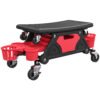 HOMCOM Rolling Mechanic Stool, 135kg Capacity Workshop Stool with 360 Swivel Wheels, Roller Creeper Seat with Slide Out Tool Trays, Drawer, Bottle Holders for Garage, Shop, Auto Repair, Red