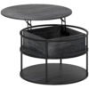 HOMCOM Lift Top Coffee Table, Round Coffee Table with Storage Shelf, Hidden Compartment and Steel Frame for Living Room, Home Office, Charcoal Grey