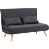 HOMCOM Two-Seater Linen-Look Sofa Bed - Charcoal Grey