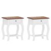 HOMCOM 2pcs Bedside Tables with Drawer, French Style Bedside Cabinets with Open Shelf for Bedroom, Living Room, White