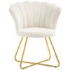 HOMCOM Velvet-Feel Lotus Petal Accent Chair - Cream