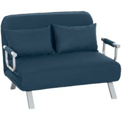 HOMCOM Two-Seater Click-Clack Sofa Bed - Navy Blue