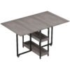 HOMCOM Four-Person Drop Leaf Table - Grey Wood-Effect
