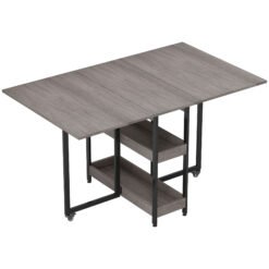 HOMCOM Four-Person Drop Leaf Table - Grey Wood-Effect