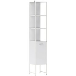 HOMCOM Tall Bathroom Cabinet with Open Shelves and Adjustable Shelf - White