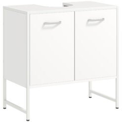 HOMCOM Bathroom Vanity Unit, Under Sink Storage Cabinet with Soft-Close Doors for Basin without or with Pedestal, White