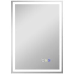 HOMCOM 50 x 70 cm Anti-Fog LED Bathroom Mirror, with Bluetooth - Silver Tone