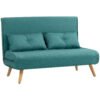 HOMCOM Two-Seater Linen-Look Sofa Bed - Green