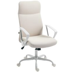 HOMCOM Fabric High Back Office Chair - Cream White