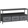 HOMCOM TV Stand Cabinet with 3 Foldable Drawers - Black