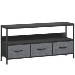 HOMCOM TV Stand Cabinet with 3 Foldable Drawers - Black