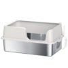 PawHut Stainless Steel Litter Box with Detachable Rim, Scoop, Easy Cleaning, Odour-Resistant, 60 x 40 x 28 cm