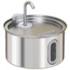PawHut 2.5L Stainless Steel Cat Water Fountain for Drinking with Ultra-Silent Pump, Water-Level Window, 7 Filters