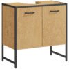 HOMCOM Bathroom Vanity Unit, Under Sink Storage Cabinet with Soft-Close Doors for Basin without or with Pedestal, Natural