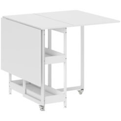 HOMCOM Four-Person Drop Leaf Table - White