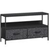 HOMCOM TV Stand Cabinet with 2 Foldable Drawers - Black