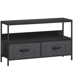 HOMCOM TV Stand Cabinet with 2 Foldable Drawers - Black