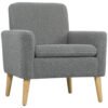 HOMCOM Armchair, Upholstered Accent Chair with Wood Legs and Wide Padded Seat, Teddy Occasional Chair, Grey