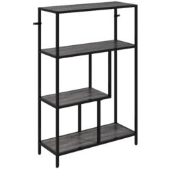 HOMCOM 4-Tier Bookshelf with Open Shelves - Charcoal Grey