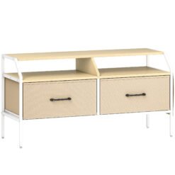 HOMCOM Industrial-Style TV Stand Cabinet - Natural Wood Finish