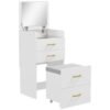 HOMCOM Compact Dressing Table and Stool Set, with Storage - White