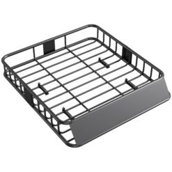 HOMCOM Universal Roof Rack Basket Tray, 90.7 kg Steel Car Rooftop Luggage Cargo Carrier Holder with Wind Fairing, Side Rails for SUVs, Pickups, Sedans, Off-Road Vehicles, 110.5 x 99.5 x 18.5 cm, Black