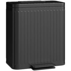 HOMCOM 40L Dual Compartment Rubbish Bin, with Soft-Close Lid - Black