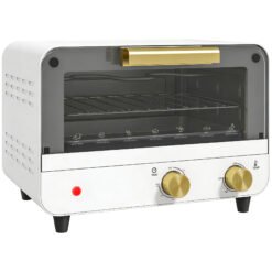 HOMCOM Small Toaster Oven, 12L Multifunction Mini Countertop Oven with Glass Door, Adjustable Temperature and Timer, White