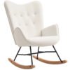HOMCOM Rocking Chair, Modern Upholstered Velvet Armchair with Solid Wood Legs and Metal Frame for Living Room, Bedroom, Cream