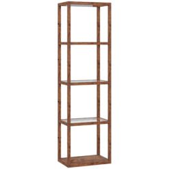 HOMCOM Four-Shelf Floor Lamp - Rustic Brown